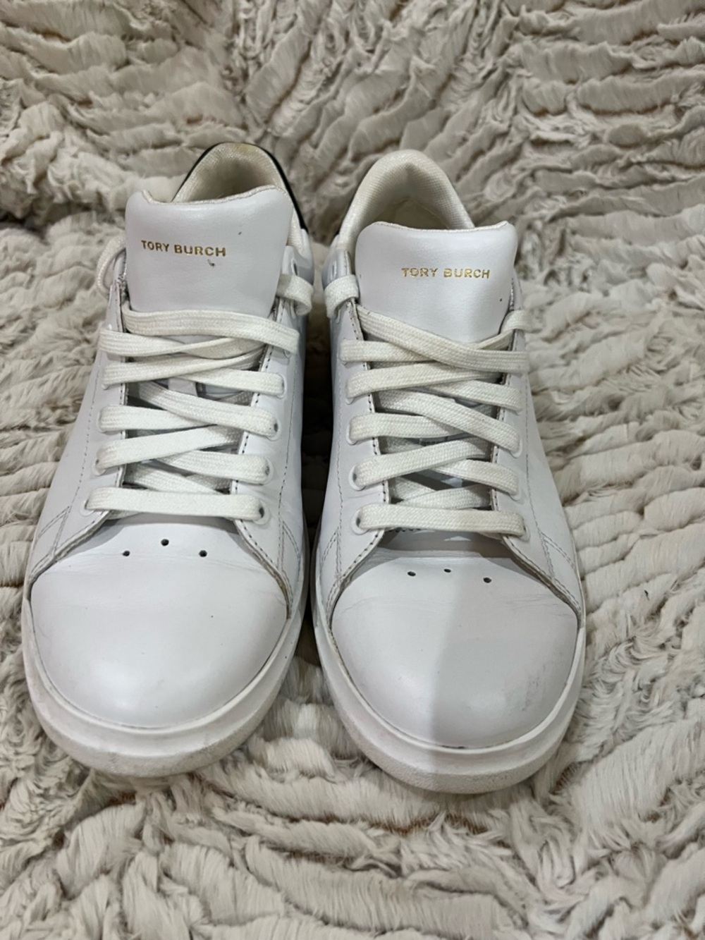Tory Burch White Leather Low-Top Sneakers